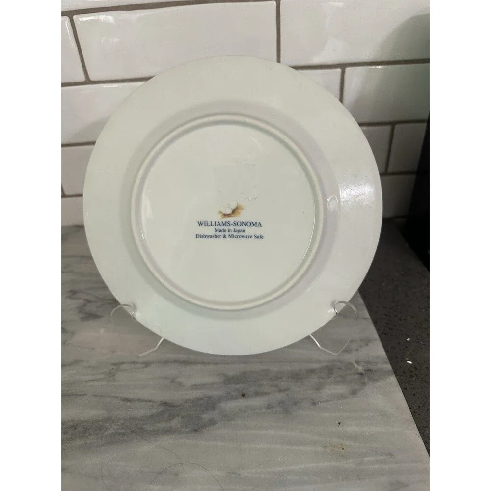 Williams Sonoma ROOSTER Blue White Check Checker Golden Brown 8.25